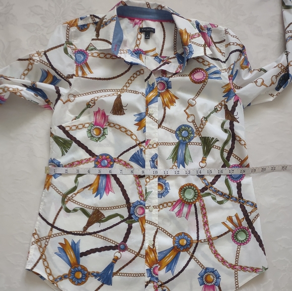 Talbots links and ribbons chain link equestrian print long sleeves shirt - Picture 5 of 9